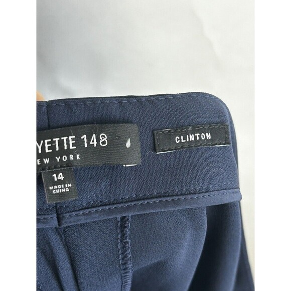 Lafayette 148 New York Size 14 Navy Blue Clinton Ankle Pants Straight High Rise - Picture 7 of 8